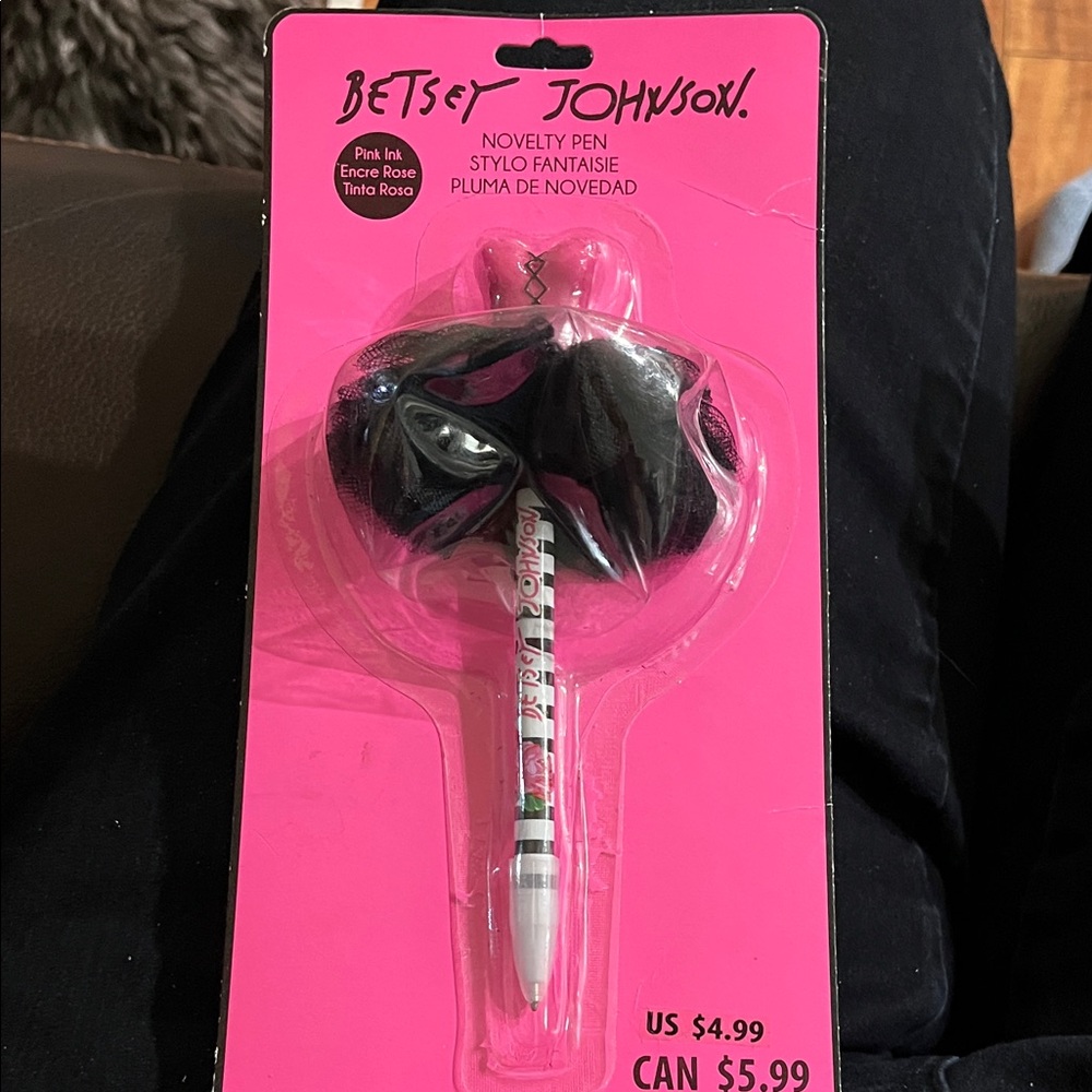 Betsey Johnson Pink and Black Novelty Pen